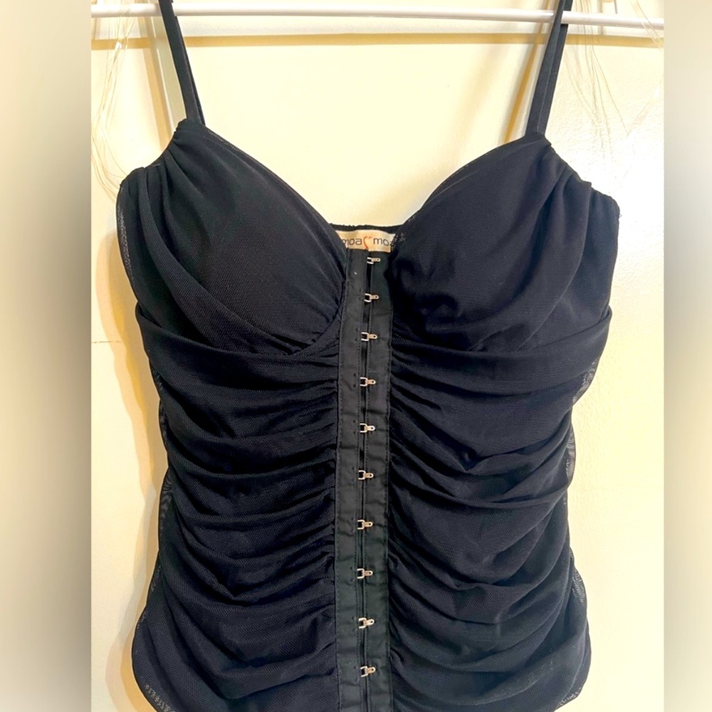 Moa Moa Black Ruched Blouse
